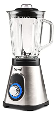 Girmi FR91 Frullatore Frantuma Ghiaccio, Alta Potenza 700W, 2 Velocità con Pulse, Capacità 1.5 Litri, 6 Lame INOX, Bicchiere Graduato in Vetro, Corpo Inox