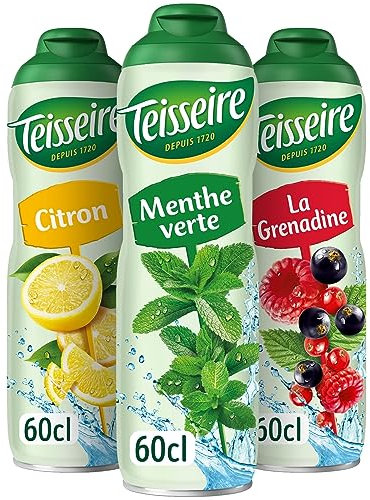 Lote de 3 siropes de limón, granadina y menta 3X0,6L