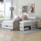 HESHU Daybed, Trundle and Drawer, Cabin Bed, SIngle Guest Bed Sofa Bed, Pull out Trundle and Storage Drawer for Living Room and Bedroom - 3ft, 90 x 190 cm - White