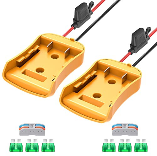 2 Packs Power Wheel Adapter for Dewalt 20V Battery Adapter Power Wheel Battery Converter Kit with Fuses & Wire Terminals, 12AWG Wire, Power Connector for DIY Rc Car Toys, Robotics and Rc Truck