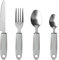 Maotrade 4 Stück Easy Grip Besteck Set Gabel Teelöffel Esslöffel Messer Rutschfest Griff gegen Handzittern Nicht Gewichtet Adaptive Utensilien für Ältere Menschen Arthritis Parkinson Behinderte (Grau)