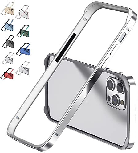 JASUBAI Aluminum Frame Metal Bumper for iPhone 14 Pro Max Case, Slim Metal Bumper Case for iPhone 14 Pro Max/14 Pro, with Soft TPU Inner, Shock Absorbent Protective Cover (iPhone 14 Pro,Sliver)
