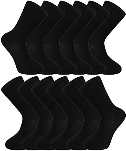 Baxboy Socken Herren und Damen 12-Paar Pack, Komfort Business Socken, Atmungsaktive Baumwollsocken, Freizeitsocken Schwarz,Grau,Blau 39-42 | 43-46