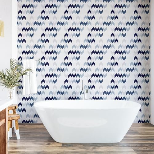 ABAKUHAUS Marine abziehbare & klebbare Tapete für Zuhause, Ikat Chevron-Zickzack, selbstklebendes Wohnzimmer Küchenakzent, 33 cm x 180 cm, Lila Schiefer-Blau Weiß