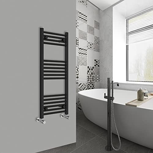 Warmehaus Modern Bathroom Heated Towel Rail Ladder Radiator 1000x400mm Straight for Bathroom Kitchen Black