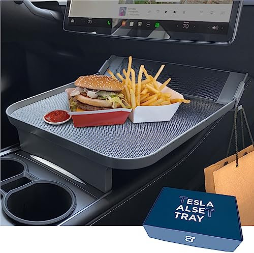Ennovatools Tesla Model Y Model 3 Accessories 2020 to 2026, Car Eating Food Table Alset Tray, Center Console Organizer, for Autopilot, Road Trips. Anti-Slip Mat for Stability. (Tray ONLY)