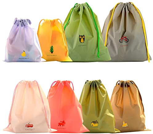 8 Pcs Koffer Organizer Set Packbeutel Reise Wasserdicht Reisebeutel Beutel Koffer Organizer in Verschiedenen Größen Tunnelzug Packsack Bunt Packbeutel für Reise Kosmetik Unterwäsche Koffer Schuhe