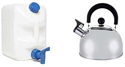 Vango Jerrycan 10L & Milestone Camping 65580 2L Whistling Camping Kettle/Durable and Lightweight/Pouring Spout and Heat-Resistant Handle/Stainless Steel