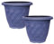 Fyne-Finds Set of 2 Round 33cm Garden Plant Pot Woven Flower Outdoor Deco Planter Frost Proof, Weatherproof, Drainage Hole (Blue)