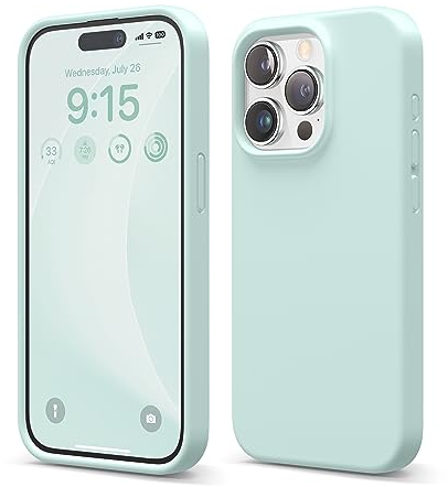 elago Flüssig Silikon Case Kompatibel mit iPhone 15 Pro Hülle, Premium Silikon Handyhülle, Ganzkörper Schutzhülle [4 Lagige Stoßfeste Struktur], Kratzfestes Weiches Mikrofaserfutter (Mintgrün)