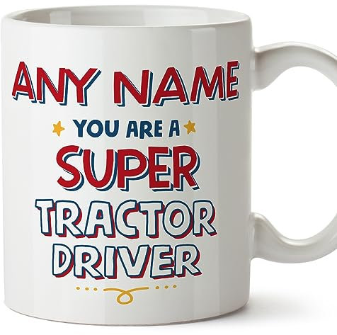 MUGFFINS Personalised Mug for Tractor Driver - in English - You are Super - Funny Custom Gift for Colleagues - Ceramic 11oz Mug