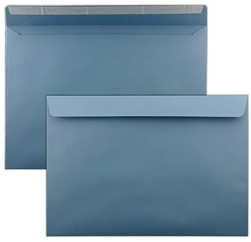 10x große XXL Briefumschläge DIN C4 in Grau-Blau - 22,9 x 32,4 cm - Haftklebung ohne Fenster - Versandtasche für DIN A4 geeignet