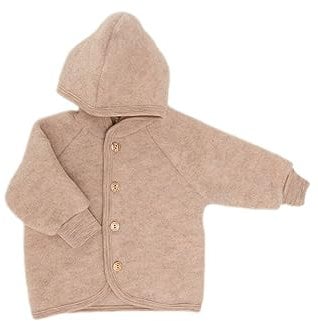 Engel Baby Jacke mit Kapuze Wollfleece (Sand Melange,50-56)