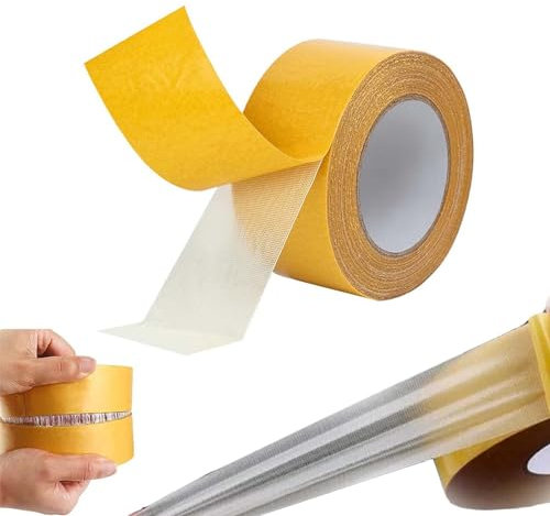 Gienslru Vozaware Super Tape, Voza Ware Double Sided Duct Tape, Strong Adhesive Double-Sided Gauze Fiber Mesh Tape, High Adhesive Strength Mesh Double-Sided Duct Tape (5CM*20M)