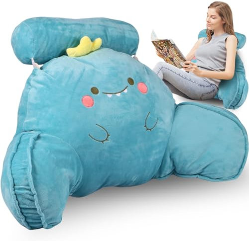 Foribyw Bed Reading Pillow Comfortable Backrest Cushion 70x43cm Detachable Relax Pillow Cuddle Arm Back Pillow Lumbar Support Cushion Washable Cover for Sitting Reading Watching TV Games(blue)