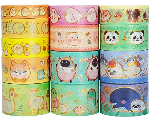 YUBX 13 Rollen Niedlich Haustiere Washi Tape Set Klebeband Bunt Dekorativ Masking Tape für Scrapbooking Handwerk Handwerk (Animal Kindergarten)