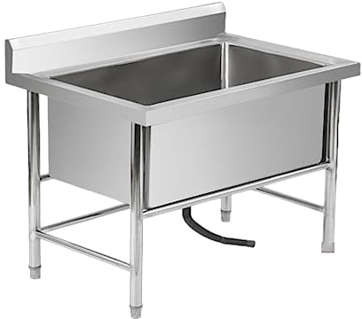 Fregadero cocina exterior jardin Fregadero independiente de acero inoxidable de alta resistencia con un solo grifo de agua fría De Acero Inoxidable cuenco individual grande para Restaurante Bar Jardín