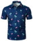 AIOIDI Polo hawaïen à manches courtes pour homme, imprimé classique, décontracté, doux, pour l'été, les vacances, la plage, Flamants roses bleus 2, L
