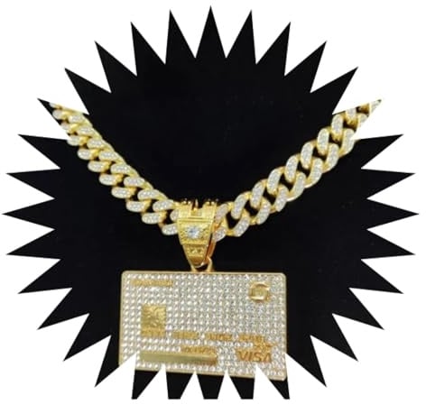 FUSHENGTER Halsketten Herren Hip hop Ketten Anhänger Frauen damenkette Rapper Männer Hip Hop BankCard Form Anhänger Halskette Iced Out Bling Halsketten Mode