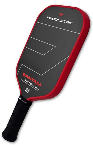 Paddletek Bantam TKO-C Pickleball-Paddel mit Polymer-Wabenkern, unidirektionale Kohlefaser, Torsionsgewichtung, hohe Haftfähigkeit, USAPA-genehmigt, 13 cm Griff