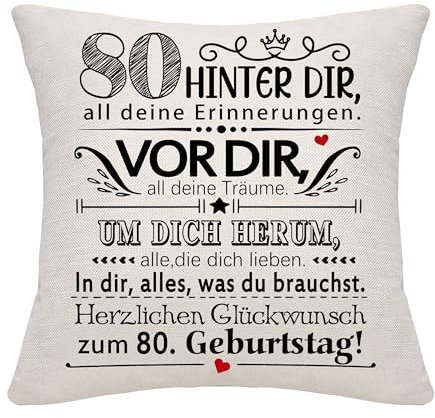 80 Jahre alt Frauen Männer Geburtstag Geschenk Hinter dir all deine Erinnerungen inspirierende Geschenk 80. Geburtstag Geschenk Kissenbezug für Ehefrau Ehemann Mama Papa Freunde Oma Opa Tante (80)