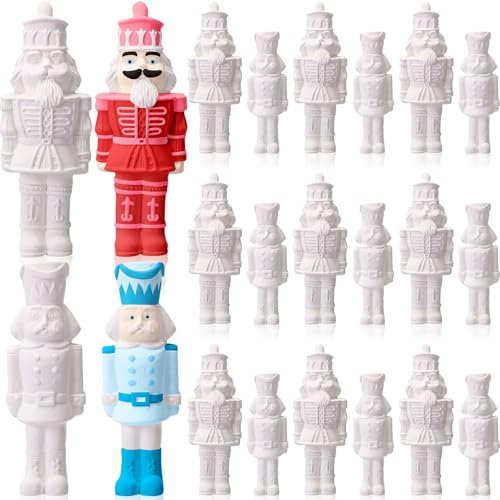 Zubebe 18 Pcs Christmas Paint Your Own Ceramic Nutcrackers Bulk Ceramic Nutcrackers to Paint Unpainted Nutcrackers Figurines Ready to Paint Ceramics Plaster Nutcracker Keepsake Christmas DIY Ornaments