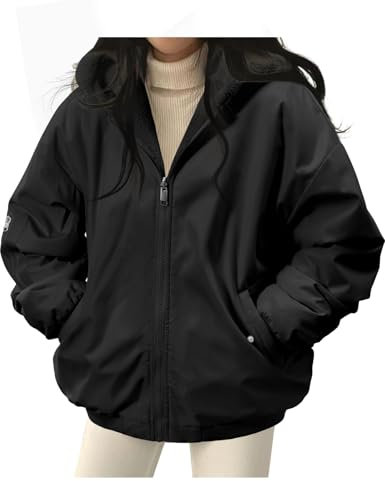 Tuopuda Chaqueta de Invierno para Mujer Parka con Capucha Reversible Abrigos Forro polar Chaqueta de Manga Larga Chaqueta Casual(Negro,L)