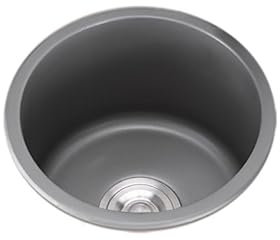 Klein Küche Spüle,304 Edelstahl Spülbecken,Rund Küchenspülen grau, Edelstahlspüle 1 Becken mit Abflussrohr für Küchenzeilen Camping Einbauart: Einbau von Oben und Unterbau (Ø 45cm)