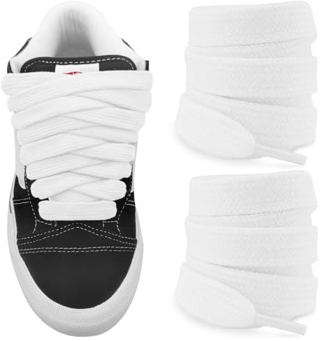 NDTEZUGT Ø15mm Fat Laces Breite Schnürsenkel für Skateboard Schuhe, Dicke Flach Schnürsenkel Chunky Shoe Laces (White,36/90cm)