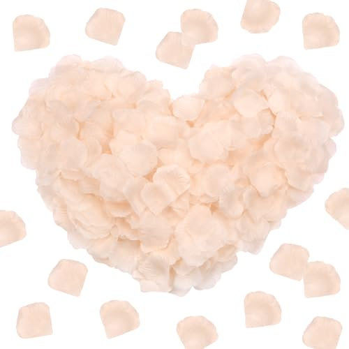 M METERXITY 3000-Pack Silk Artificial Flower Rose Petals, 1.97x1.97 Inch Silk Rose Petals Wedding Faux Flowers for Wedding/Party/Aisle Runner/Bridal Shower/Table Decor [Champagne]