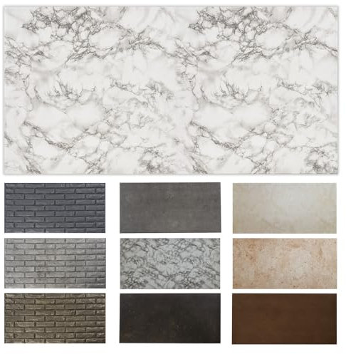 MDEKOR Lot de 12 panneaux muraux en marbre - 50 x 100 cm - XPS 3D - Revêtement mural aspect marbre - 12 pièces = 6 m² de lumière - Panneaux décoratifs de 4,5 mm d'épaisseur - Plaques décoratives en