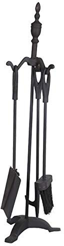 SmPinnaA Ensemble D'Outils De Cheminée De 27,6 Pouces, Kit De 4 Pièces, Support De Foyer D'Intérieur en Fer Forgé, Support De Bûches De Bois, Kit D'Accessoires De Foyer De Foyer Extérieur