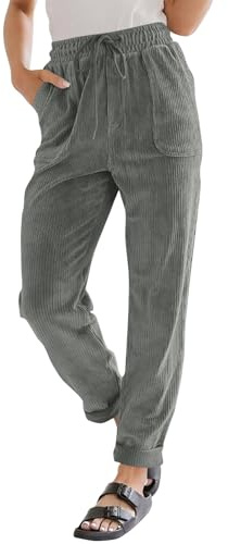 Damen Cordhose Gerades Bein Schlupfhose Breitcord Damenhose Drawstring Elastische Hohe Taille Cord Freizeithose Mit Taschen Chino Hose Bequeme Business Büro Arbeits Hosen Frauen Einfarbig