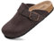 FITORY Damen Clogs Slip-on Potato Schuhe Leder Mule Spitze Wildleder Kork Innensohle Mokka Farbe Größe 42