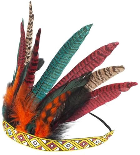 Zghhc Crown Decor Plume Stirnband Ethno-Stil Kopfschmuck Indianer Kostüm Kopfbedeckungen Böhmische Kopfbedeckung Indianer Haarschmuck Für Kleidung