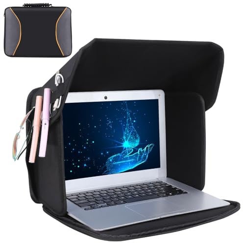 LOTCAIN Laptop Sun Shade Laptop Sun Glare Shield Privacy Screen Hood Lightweight Laptop Sunshade Bag for Working Outside Portable Shield Cover 12-14'' (Patent Pending)