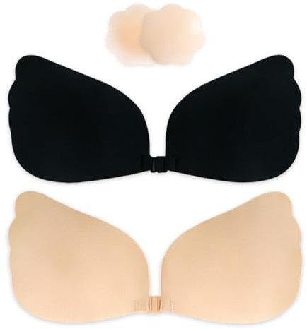 FQQF 3 Stück Klebe BH Push Up,Atmungsaktiv,Unsichtbarer,Wiederverwendbare,Trägerloser Haut Freundlich Silikon Selbstklebend Klebe BH,für Aalle Rückenfreie Kleidung(Cup-Größe: B)