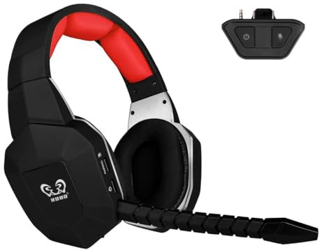 HUHD Cuffie wirless per Xbox Series X|S, Xbox One,2,4 GHz Cuffie Gaming Wireless per,PC,PS4,PS5,Mac,Switch,Microfono staccabile,modalità Bass Boost,luci LED (Red)