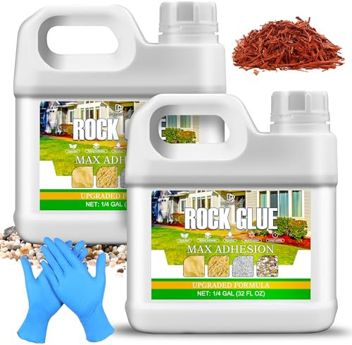 Colle à Gravier Extérieur 2L - Liant pour Gravier Prêt à l'Emploi - Fixation Permanente Cailloux/Écorces/Pierres - Pour Allées Jardin, Bordures et Aménagement Paysager - Résistant aux Intempéries