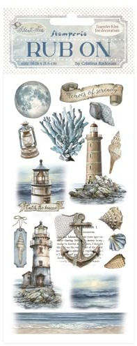 Stamperia - Rub-on for Scrapbooks, Albums, Card Making, and Bullet Journals, Easily Transfer Images onto Paper and Other Surfaces, Perfect for Crafts and Gifting (Silent Sea, Lighthouse)