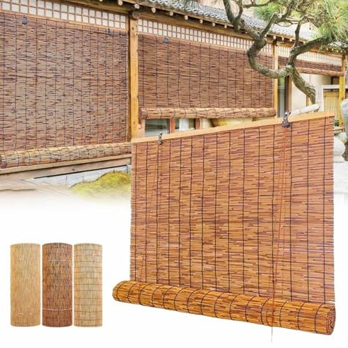Tende a Rullo in Bambù per Esterno 70% Oscurante Tapparella in Bambù Naturale Tapparelle Avvolgibili Bamboo Tende Veneziane Privacy Impermeabilità Tende Romane 90 100 120 140 160 170 180cm