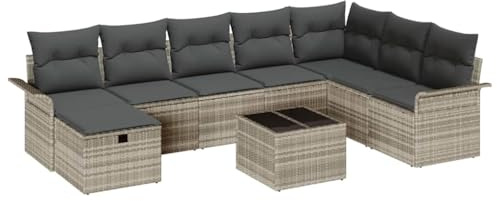 vidaXL Gartensofa-Set 9 STK. Poly Rattan