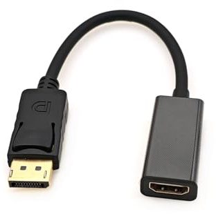 JZK 25 cm Cable DisplayPort a HDMI, cable adaptador conversor unidireccional de DisplayPort (DP) macho a HDMI hembra con audio para Lenovo, para Dell, para HP y para Asus