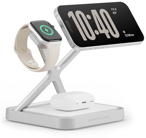 NOCO XGrid XDS3 25W 3-in-1 Ladestation für iPhone, Apple Watch & AirPods | Qi2-zertifiziert (25 W) & MagSafe-kompatibel, Apple Watch Fast Charging (MFi) – inkl. 45 W USB-C-Netzteil & 2 m Kabel