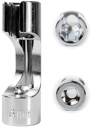 Flewdart douille sonde lambda 3/8 16mm, douille 3/8 16 mm 6 pans SW16 pour sonde lambda capteurs de température thermostats, CRV acier au chrome vanadium (3/8 16mm)