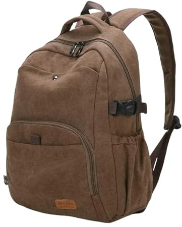 LUYYBDBG Schulrucksack Baumwolle Leinwand Rucksack Männliche Koreanische Version Der Großen Kapazität Studententasche Weibliche Retro Casual Outdoor Travel Rucksack-Dunkelbraun