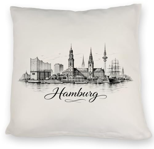 speecheese Kissen Skyline Hamburg Stadtsilhouette Hamburg-Fans | für Hamburg-Fans - stylisches mit schönem Look