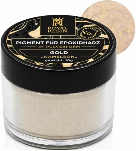 Royal Resin Pulver Epoxy Pigment Gold 10g, Farbpigmente für Gießpulver Fein | Epoxidharz Zubehör, Technisches Effektpigment für Epoxidharz, Silikon, Spachtelmassen, Lacke und kreative Beschichtungen