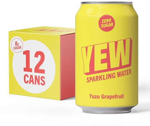 YEW Yuzu Grapefruit Zero Sugar Flavoured Sparkling Water, 12 x 330ml Cans | All Natural Fizzy Water, Zero Sweetener, Calorie Free, Vegan, Gluten Free, Keto & Diabetes Friendly, Healthy Drinks