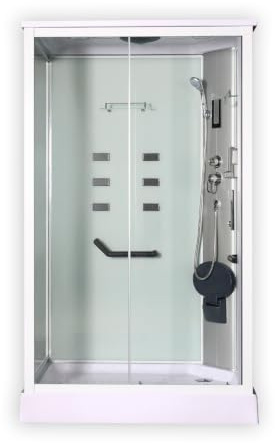 DP DP-1280 Rechteckige Duschkabine mit Hydromassage, 80 x 120 x 210 cm